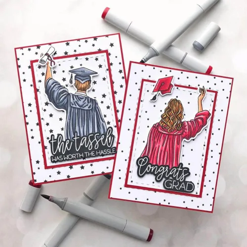 Miniatura 4 de Estudiantes de posgrado Vista trasera Troqueles y sellos para hacer tarjetas So Pround of You, To the Graduate, You Did It,Words Alpahbets - Sello