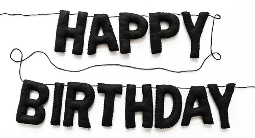 Miniatura 2 de Cartel de tela de fieltro de feliz cumpleaños Guirnalda negra Decoración reutilizable Elegante suministro para fiestas festivas (negro)