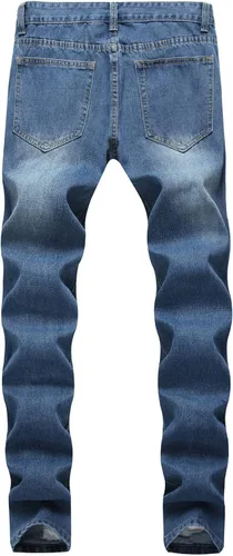Miniatura 6 de Pantalones de mezclilla ajustados para hombre, ajustados, rasgados, ajustados, desgastados, con agujeros rasgados