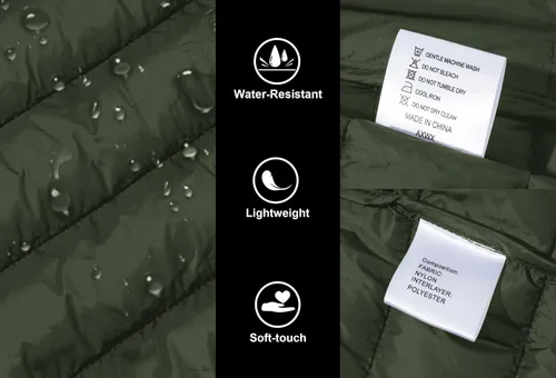 Miniatura 3 de TACVASEN Chaqueta acolchada con capucha para hombre, impermeable, impermeable, con aislamiento, ligera, cortavientos, acolchada