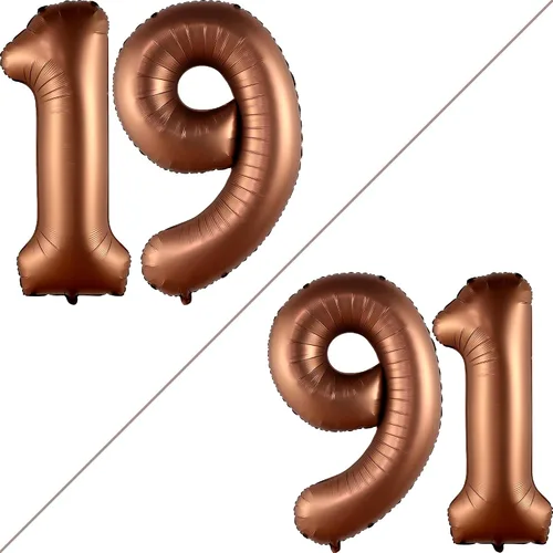 Miniatura 2 de Katchon Globos gigantes de papel de aluminio con el número 19 de color marrón de 40 pulgadas Decoraciones de cumpleaños 19