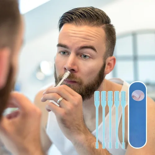 Miniatura 6 de Recortador de Vello Nasal 2 en 1, Cuchillo de Vello Nasal de Doble Cara Mejorado, Cortador de Vello Nasal Manual para Mujeres y Hombres (Crema, 3)