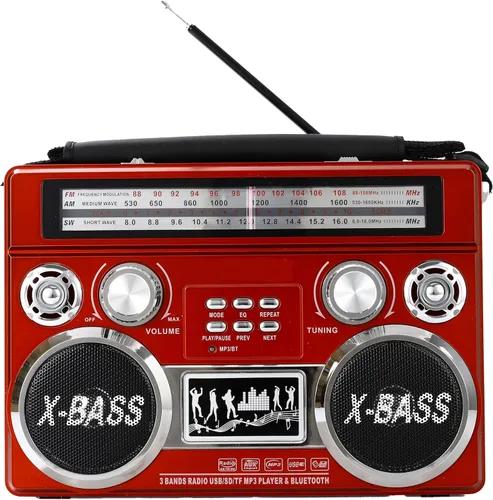 Miniatura 7 de Supersonic SC-1097BT Radio portátil de 3 bandas con Bluetooth y linterna, receptor M/FM/SW con reproducción de MP3, alta sensibilidad, antena