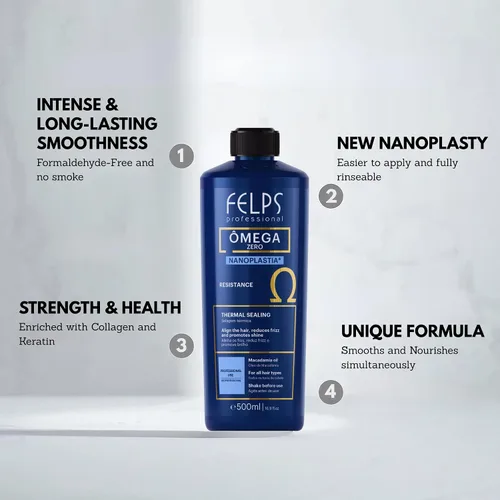 Miniatura 4 de Felps Professional Omega - Sellado Térmico y Nanoplastia Única Cero - Tratamiento para Alisar y Suavizar el Cabello - Blowout de Queratina Brasileña