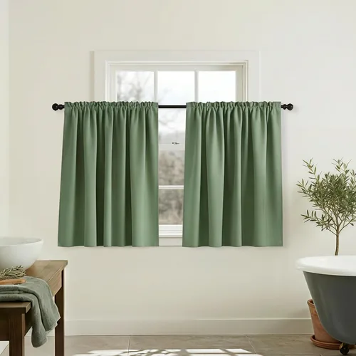 Miniatura 26 de Mrs.Naturall - Cortinas opacas cortas beige para ventanas pequeñas de 18x24 pulgadas de largo