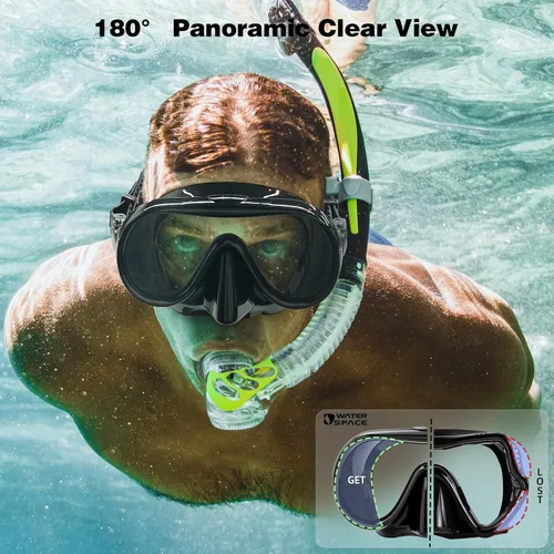 Miniatura 2 de Water Space Máscara de buceo con máscara de buceo para adultos, hombres y mujeres, con cubierta de nariz, vidrio templado antivaho marco único vista