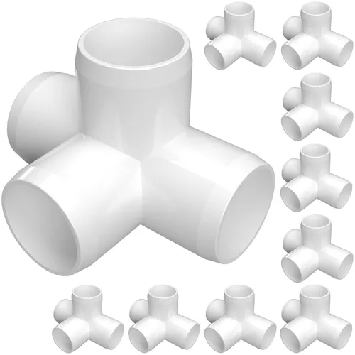 FORMUFIT F0124WT-WH-10 Unión en T de PVC de 4 vías, grado de mobiliario, 1/2 pulgada, color blanco, fabricada en EE. UU., resistente a los rayos UV,