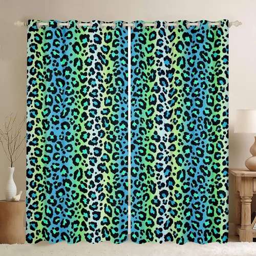 Miniatura 9 de Feelyou Cortinas opacas con estampado de leopardo de 30% a 50%, cortinas de oscurecimiento con estampado de guepardo para dormitorio, para niños