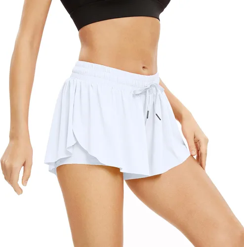 Miniatura 95 de Blaosn Pantalones cortos atléticos fluidos para mujer, gimnasio, yoga, entrenamiento, correr, pantalones cortos de tenis, falda falda linda, ropa