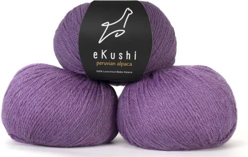 Miniatura 24 de 100% Hilo de Alpaca para Bebé para Tejer y Ganchillo - Juego de 3 Madejas de Hilo Premium DK - Ligero, Hipoalergénico y Térmico Hecho en Perú - N010