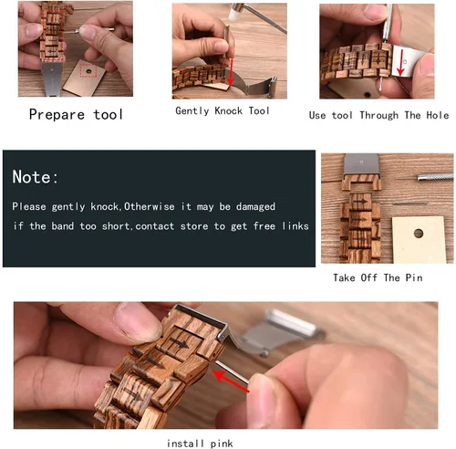 Miniatura 7 de Reloj de Madera para Hombre, Relojes de Madera Hechos a Mano Minimalistas para Mujeres y Hombres, Reloj de Madera Ligero para Hombre, Relojes