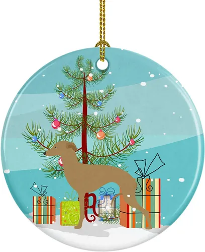Miniatura 51 de Caroline's Treasures Bulldog inglés «Merry Christmas» adorno de cerámica para árbol de Navidad, decoración colgante para el hogar, Navidad, fiestas