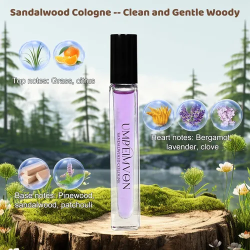 Miniatura 3 de Paquete de 3 Colonias Unisex para Hombres y Mujeres Aceite de Perfume Roll On, Clásico, Sándalo, Madera de Agar, Tamaño de Viaje 0.33 fl.oz