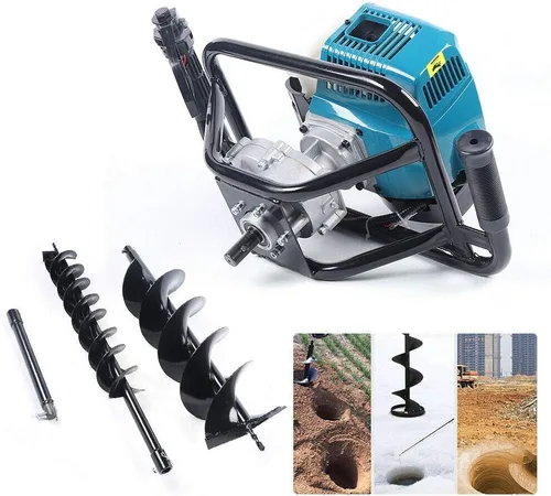 Miniatura 3 de DNYSYSJ Taladro de tierra de 2 tiempos de 52 cc, excavadora de agujeros de poste a gas con 2 brocas de 4 y 8 pulgadas, adecuada para perforar