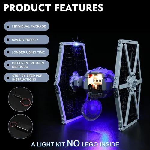 Miniatura 3 de BrickBling Kit de luz compatible con Lego Imperial TIE Fighter 75300 Kit de construcción (sin modelo), luces creativas compatibles con Lego Tie