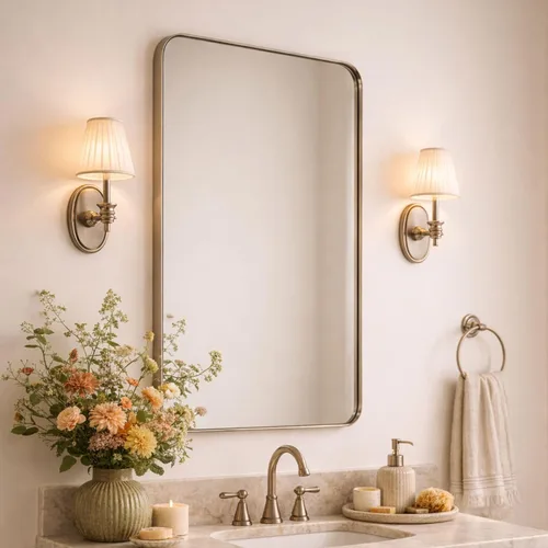Miniatura 13 de GRACTO Espejo de baño con marco de metal de acero inoxidable de níquel cepillado de 20 x 30 pulgadas para montar en la pared, espejo rectangular