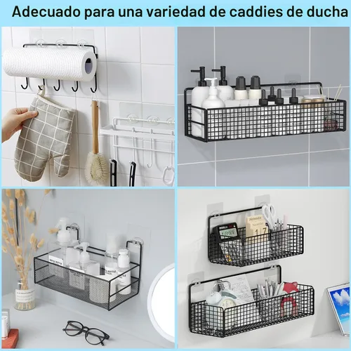 Miniatura 6 de vivinin Paquete de 15 soportes adhesivos de repuesto para regadera, adhesivo para estante de ducha sin taladrar, ganchos adhesivos para organizador