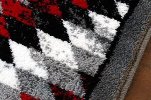 Miniatura 7 de Masada Rugs, Stephanie Collection - Alfombra de área del suroeste de nativos americanos, diseño desgastado 1106 rojo, gris, blanco y negro