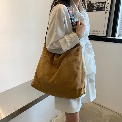Miniatura 2 de Makukke Bolso de mano para mujer, bolso cruzado grande, elegante bolso de pana para mujer, bolso de hombro a la moda