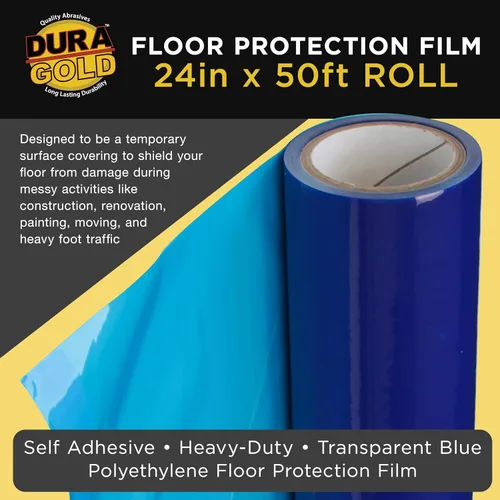 Miniatura 2 de Dura-Gold Película protectora de suelo, rollo de 24 pulgadas x 50 pies, protector de piso de plástico transparente, protección de piso de plástico