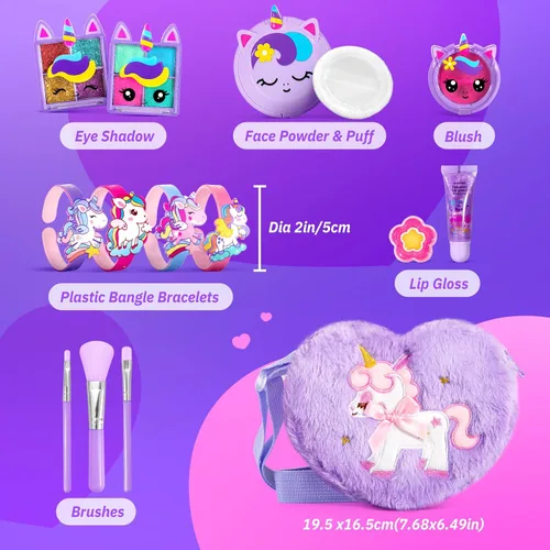 Miniatura 7 de ULOVEME Kit de Maquillaje Real para Niñas Pequeñas - Maquillaje Real, No Tóxico, Lavable - Regalo de Juguetes Unicornio para Niñas de 3 4 5 6 7 8 9