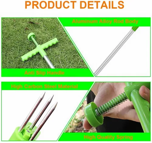 Miniatura 6 de Extractor manual de malezas, herramienta de desbrozadora de jardín de pie, herramienta de mano de eliminación de raíces de mango largo con 3 garras