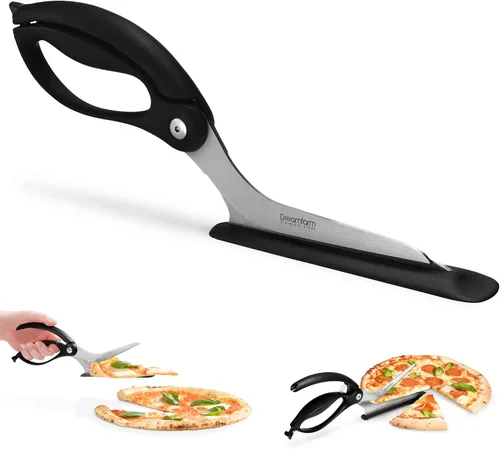 Miniatura 3 de Dreamfarm Scizza Tijeras de pizza 2 en 1 fáciles y ergonómicas con cuchillas de acero inoxidable y servidor de rebanadas antiadherente, color negro