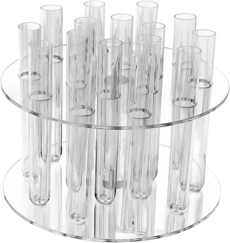Miniatura 5 de Fenteer Jarrón de tubo de ensayo hidropónico, soporte hidropónico para plantas, florero transparente con 16 tubos de ensayo, florero artístico