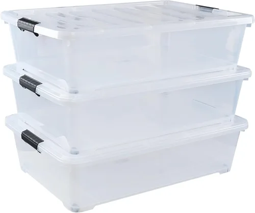 Miniatura 9 de Zopnny Paquete de 3 cajas de almacenamiento de plástico de 40 cuartos de galón, contenedor de almacenamiento grande transparente debajo de la cama