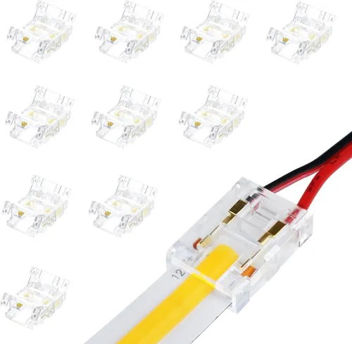 Miniatura 13 de LightingWill Conectores LED de 2 pines de 0.315 in, 10 unidades, conector de tira a cable, transparente, sin soldadura, conector de luz de cinta