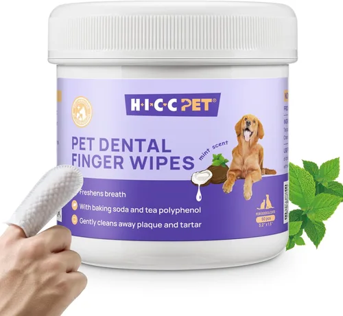 HICC Pet Toallitas de limpieza de dientes para perros y gatos, recomendadas por veterinarios, eliminar el mal aliento, la placa, la acumulación de