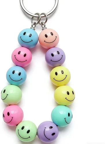 Miniatura 4 de 100 cuentas acrílicas de cara sonriente linda para pulseras, collares, manualidades y fabricación de joyas (colores mezclados, 0.394 pulgadas)