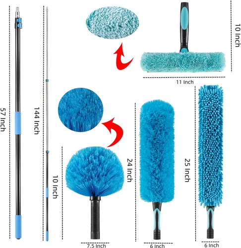 Miniatura 2 de Plumero para Ventiladores de Techo de 20 Pies de Altura con Poste de Extensión de 5-12 Pies, Kit Extensible Reutilizable para Limpiar Telarañas