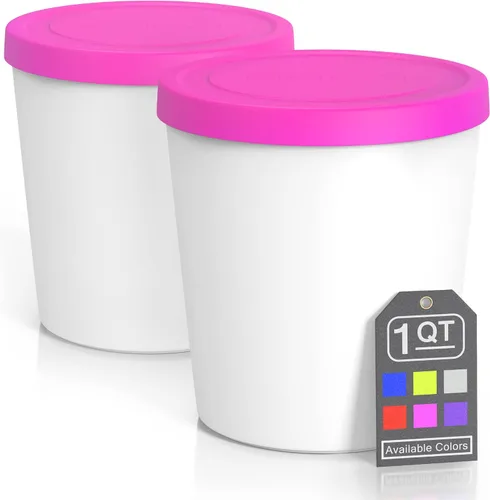 Miniatura 10 de BALCI - Recipientes de helado de alta calidad (paquete de 6 - 1 cuarto de galón, 16 oz y 8 oz), perfecto para congelador, cubetas de almacenamiento