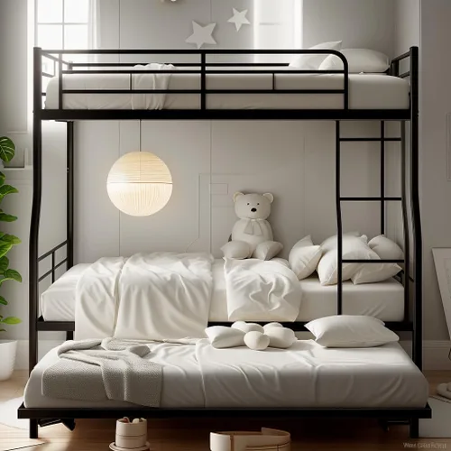 Miniatura 7 de DNYN Litera tamaño matrimonial XL sobre Queen con nido para dormitorio de niños, fácil de montar y diseño que ahorra espacio, no necesita somier