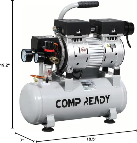 Miniatura 9 de Compresor de aire portátil de 2 galones 0.75HP 1.7 CFM@90PSI 60dB Compresor de aire ultra silencioso sin aceite para inflar neumáticos Herramienta