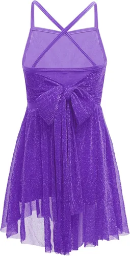 Miniatura 2 de TiaoBug Vestido de ballet de gasa con espaguetis para niñas, con cintura imperio, leotardo de gimnasia superpuesto, disfraz de bailarina lírica