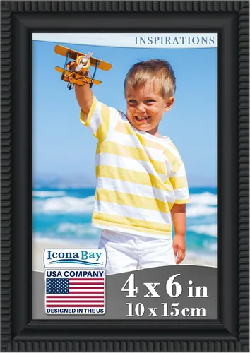 Miniatura 12 de Icona Bay - Portarretratos negro de 4 x 4 pulgadas con paspartú extraíble para fotos de 3 x 3 pulgadas - Moldeado bellamente detallado - Marco