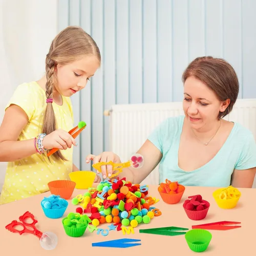 Miniatura 4 de EZdhuawuse Relleno sensorial de letras y números, 240 piezas de verano alfanuméricos de motricidad fina, juguetes de clasificación de conteo