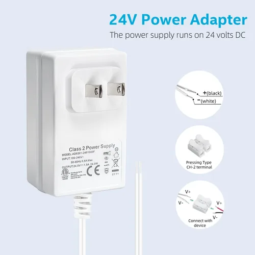 Miniatura 3 de Transformador de timbre de 24 voltios 110V/120V AC a DC 24V Adaptador compatible con tiras de luces LED