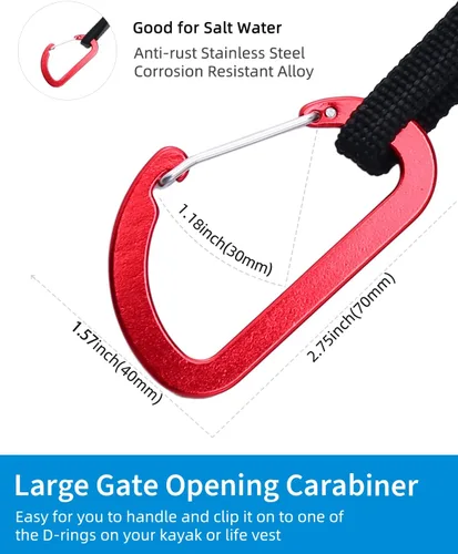 Miniatura 6 de OCEANBROAD Correa de remo de kayak estirable con cuerda de lanyard para SUP, kayak, botes, canoa, caña de pescar, 4-7 pies Negro