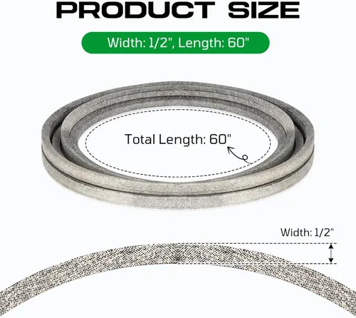 Miniatura 2 de Correa de toma de fuerza para cortacésped de 1/2" x 60" 754-0497 954-0497 754-3038 954-3038, para Cub Cadet LT1018 1180 1170, Troy Bilt LTX1842