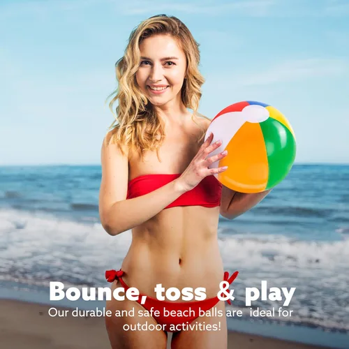 Miniatura 9 de JOYIN Paquete de 12 pelotas de playa de 12 pulgadas, juguetes inflables clásicos a granel para piscina, juegos de adultos y niños, suministros