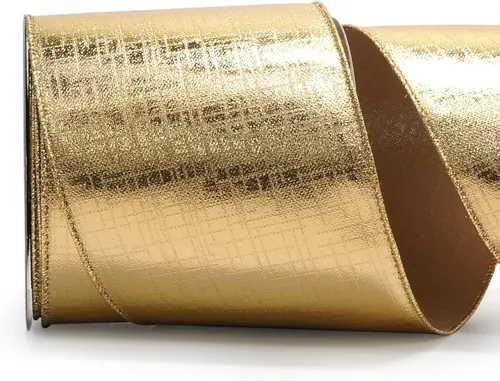 Miniatura 8 de ALTIER - Cinta con alambre metálica dorada ligera de 2.5 pulgadas x 40 yardas para decoración navideña del hogar, envoltura de regalos, fabricación