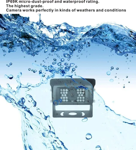 Miniatura 5 de AHD 1080P Sistema de cámara de visión trasera inversa con cable de 7 pulgadas, línea de guía, cámara de visión nocturna IR impermeable IP69K
