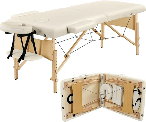 Miniatura 10 de Yaheetech - Mesa de masaje portátil, camas para pestañas, cama de spa, sofá de masaje plegable, mesas de spa ajustables, plegables en 2 con bolsa
