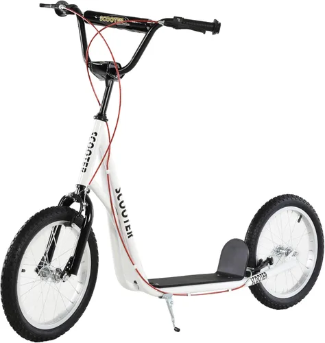 Aosom Patinete para jóvenes, patinete para niños de 5 años en adelante, carga máxima 100 kg, con manillar ajustable, ruedas inflables de 16", frenos