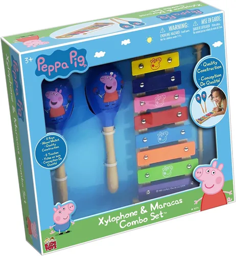 Miniatura 7 de Peppa Pig: Piano Play Along - Paino y xilófono 2 en 1, 8 notas y llaves, incluye: 4 tarjetas de canciones y 2 mazos, juguetes educativos de música
