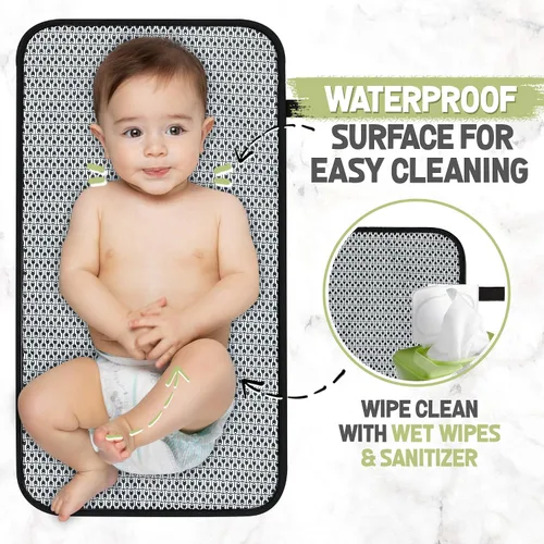 Miniatura 4 de KeaBabies Cambiador de pañales portátil y organizador de pañales para bebé, tapete cambiador plegable impermeable para bebés, organizador grande