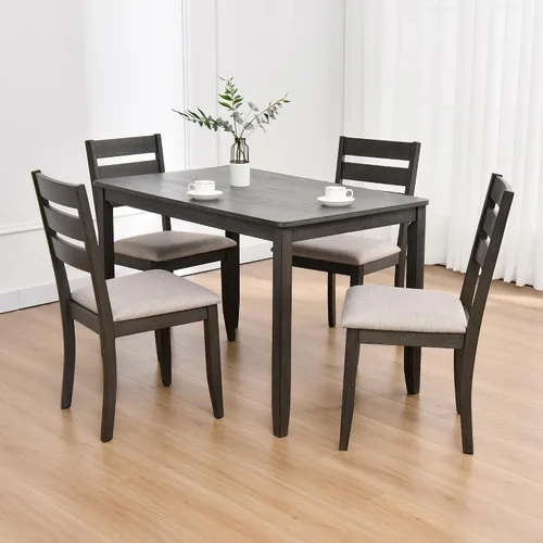 Miniatura 13 de DUHOME Mesa de comedor de madera negra de 47.2 pulgadas, mesa rectangular de madera maciza, mesa de comedor de cocina que ahorra espacio